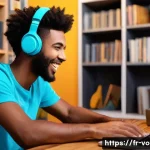 보컬트레이너 업계 동향 - **"A vibrant, dynamic illustration of a young adult (male or female) joyfully engaged in an online v...